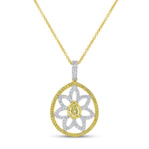 Pear Shaped Fancy Yellow Diamond Pendant