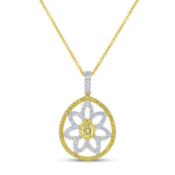 Pear Shaped Fancy Yellow Diamond Pendant