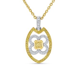 Princess Cut Fancy Yellow Diamond Pendant