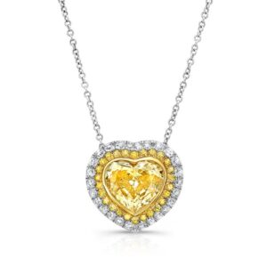 Heart Heart Shaped Yellow Diamond Necklace
