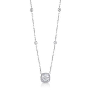 Halo Cushion Cut Diamond Drop Pendant