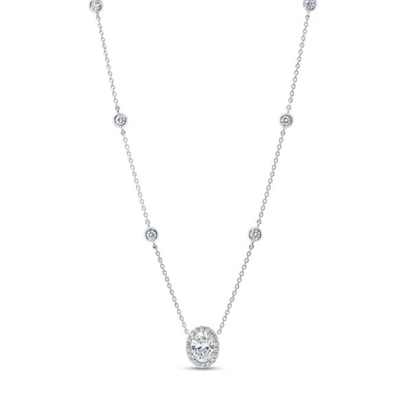 Halo Oval Shaped Diamond Brooch Pendant