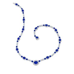 Oval Shaped Blue Sapphire Opera Necklace