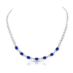 Round Blue Sapphire Opera Necklace