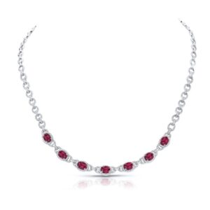 Oval Shaped Ruby Opera Necklace