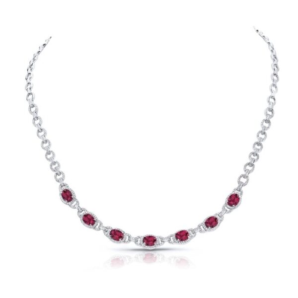 Oval Shaped Ruby Opera Necklace