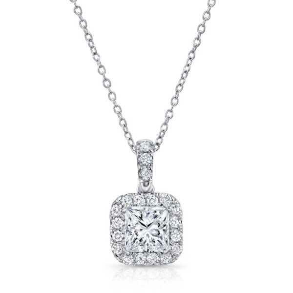 Halo Princess Cut Drop Pendant