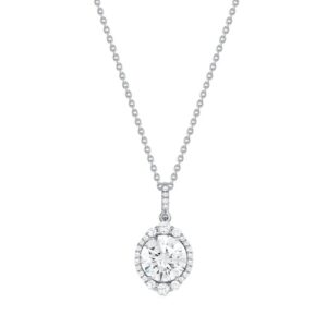 Halo Round Diamond Drop Pendant