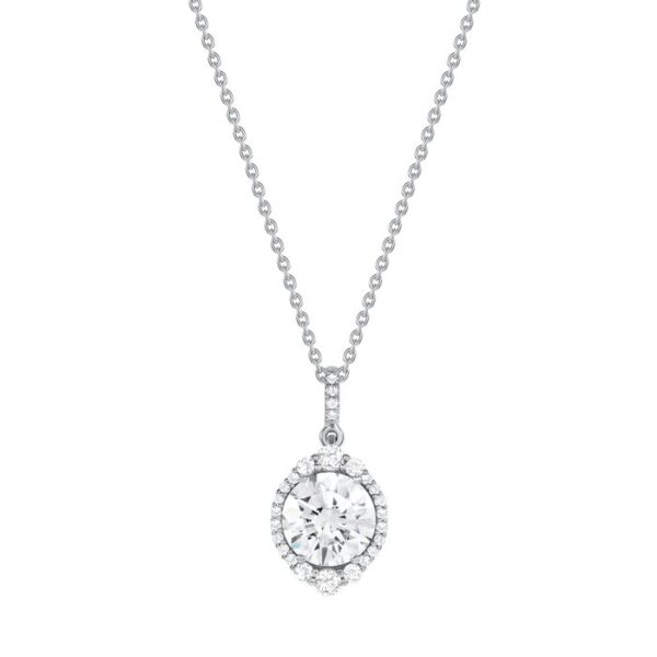 Halo Round Diamond Drop Pendant