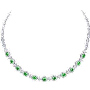 Oval Shaped Emerald Opera Necklace