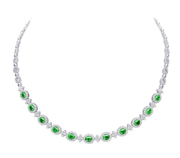 Oval Shaped Emerald Opera Necklace