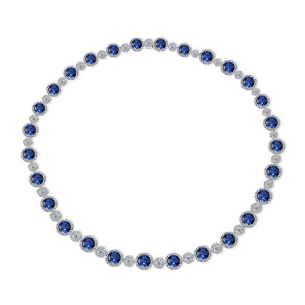 Round Blue Sapphire Opera Necklace