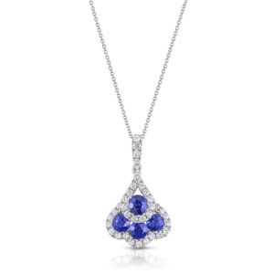 Round Blue Sapphire Drop Pendant