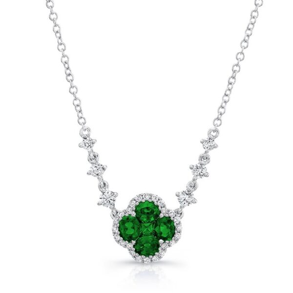 Floral Oval Shaped Emerald Drop Pendant