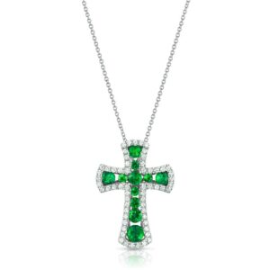 Cross Round Emerald Religious Pendant
