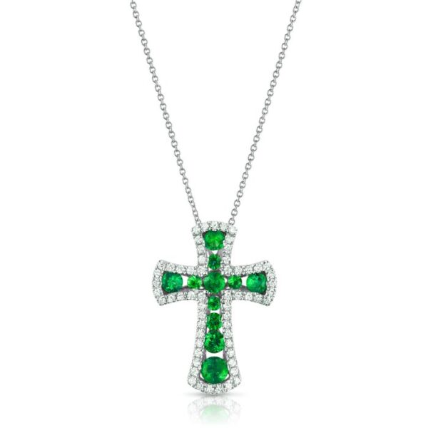 Cross Round Emerald Religious Pendant