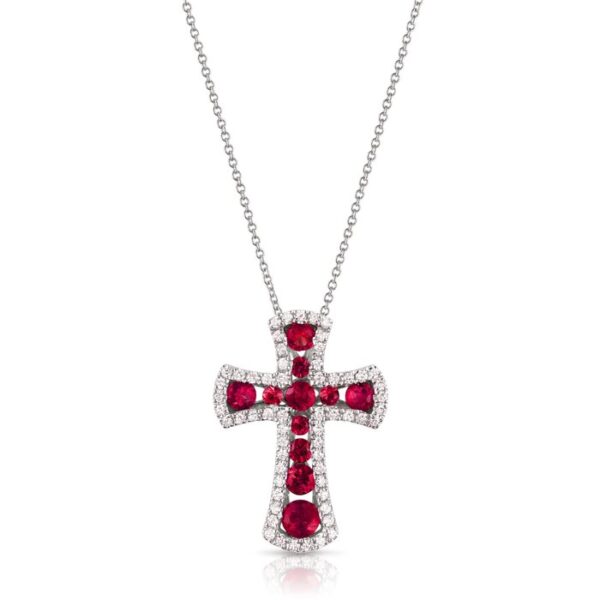 Cross Round Ruby Religious Pendant