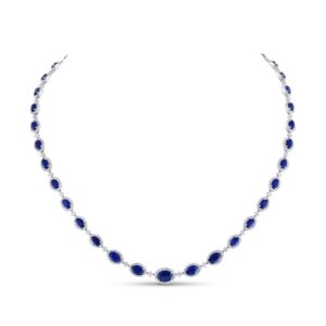 Round Blue Sapphire Opera Necklace