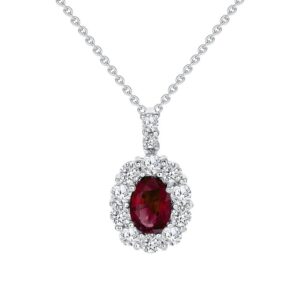 Halo Round Ruby Drop Pendant