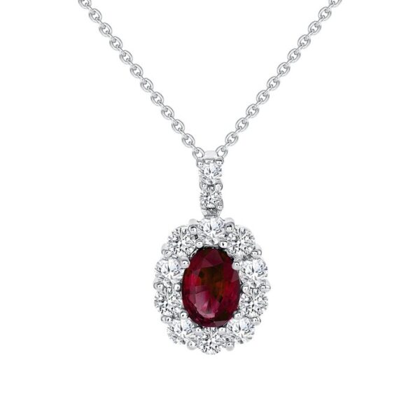 Halo Round Ruby Drop Pendant