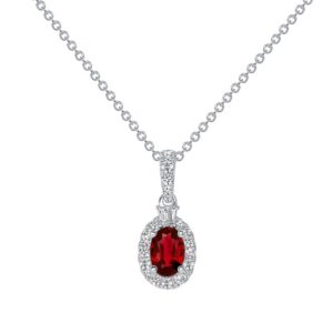 Halo Round Ruby Drop Pendant