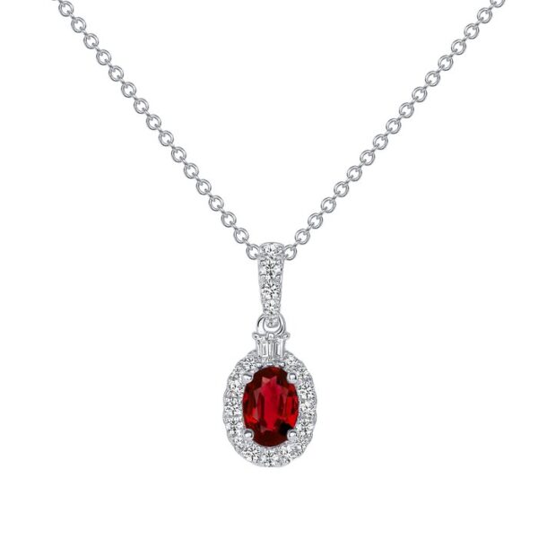 Halo Round Ruby Drop Pendant