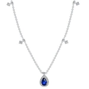 Drop Pear Shaped Blue Sapphire Drop Necklace