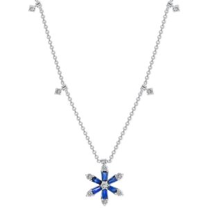 Drop Baguette Blue Sapphire Drop Necklace