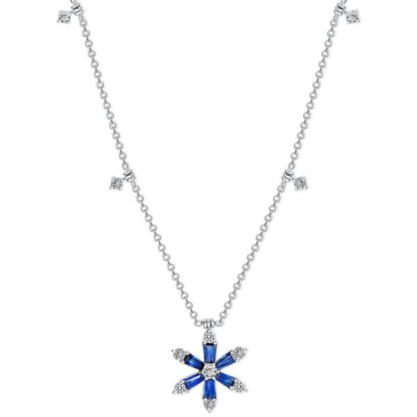 Drop Baguette Blue Sapphire Drop Necklace
