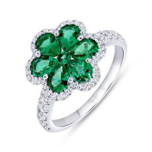 Floral Round Emerald Fashion Ring