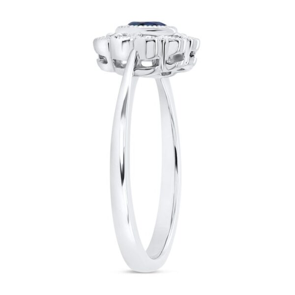 Halo Round Blue Sapphire Fashion Ring - Image 2