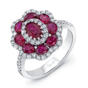 Halo Oval Shaped Ruby Fashion Ring