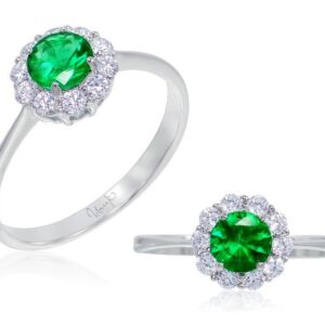Halo Round Emerald Fashion Ring