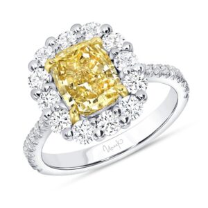 Halo Cushion Cut Yellow Diamond Engagement Ring