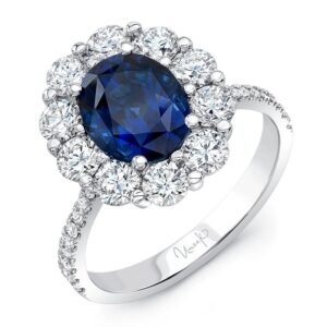 Round Diamond Halo and Tapered Shank