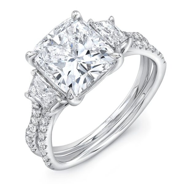 Three-Stone Cushion Cut Diamond Engagement Ring
