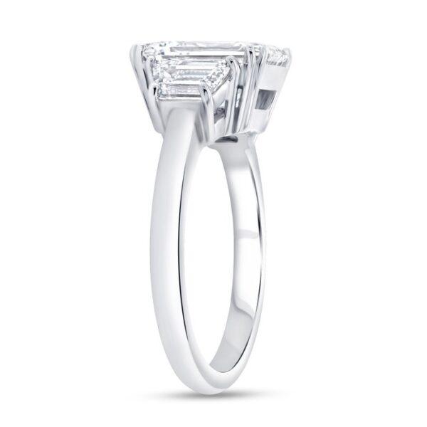 Three-Stone Emerald Cut Diamond Engagement Ring - Image 2
