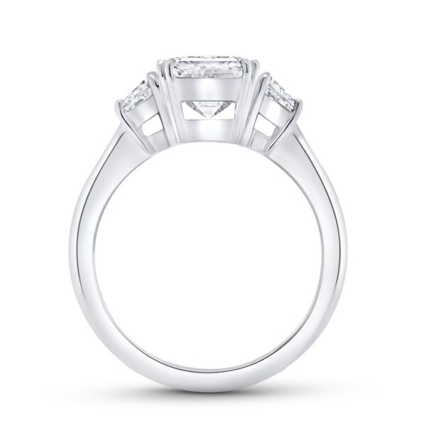Three-Stone Emerald Cut Diamond Engagement Ring - Image 3
