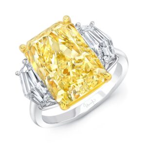 Three-Stone Radiant Fancy Light Yellow Diamond Engagement Ring