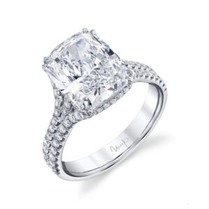 Split Cushion Cut Diamond Engagement Ring