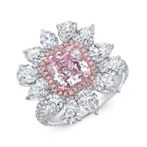 Pink and White Round Diamonds Side Stones