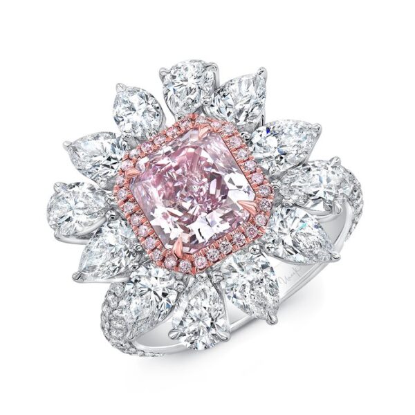 Pink and White Round Diamonds Side Stones