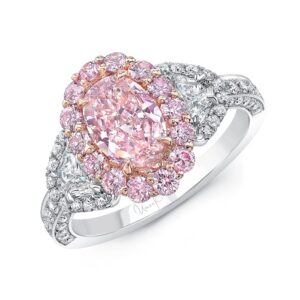 White Round and Half Moon Shaped Diamonds Side Stones