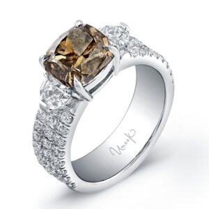 Three-Stone Cushion Cut Diamond Engagement Ring