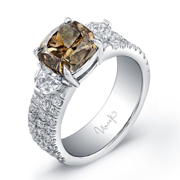 Three-Stone Cushion Cut Diamond Engagement Ring