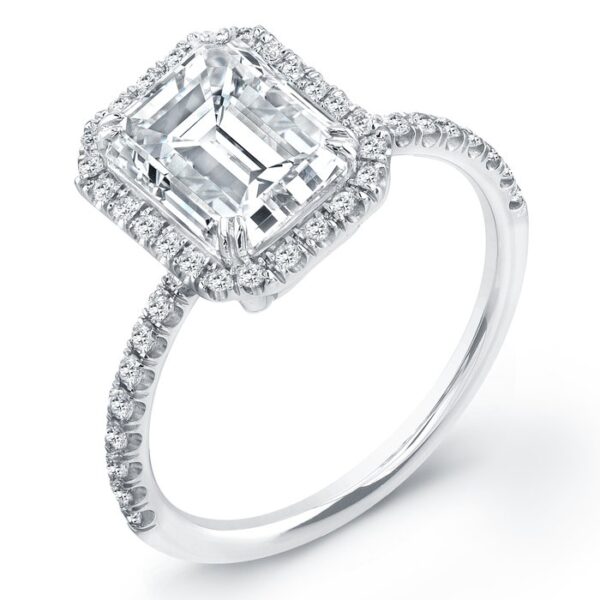 Halo Emerald Cut Engagement Ring