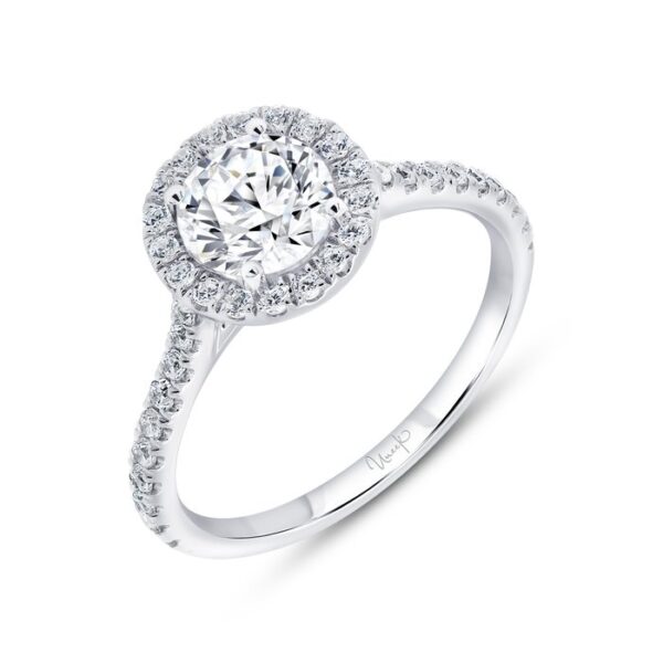 Single-Halo Round Engagement Ring
