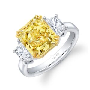 Three-Stone Radiant Yellow Diamond Engagement Ring