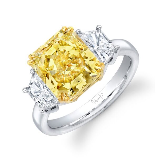 Three-Stone Radiant Yellow Diamond Engagement Ring