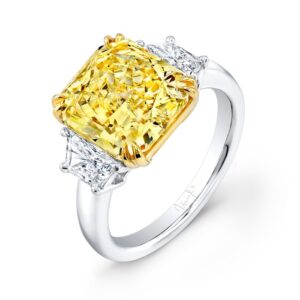 Three-Stone Radiant Fancy Yellow Diamond Engagement Ring